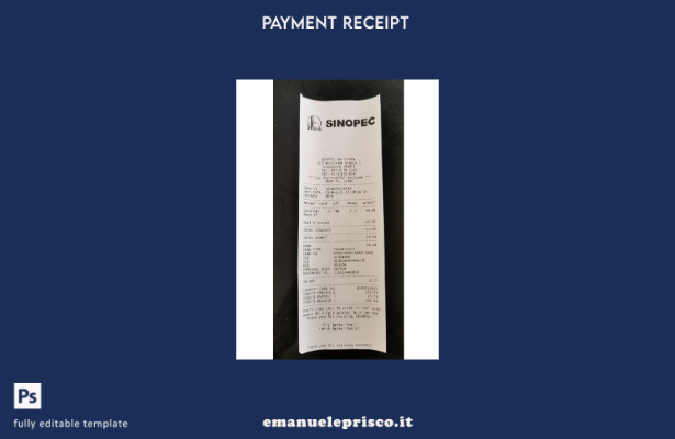 modello di ricevuta di pagamento della società Sinopec in stile verificato